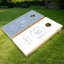 Elegantes staubblaues Monogramm Mr und Mrs Hochzei
