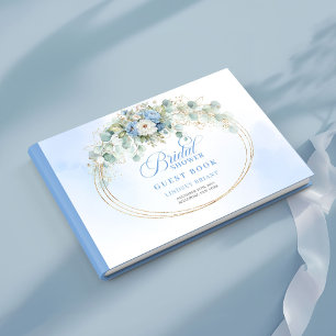 Elegantes Staubblaues Pfingstrosen-Hochzeitsdusche Gästebuch