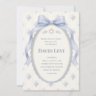 Elegantes staubblaues Toile-Band Bar-Mizwa Einladung