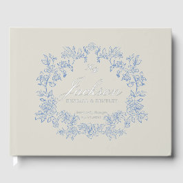 Elegantes staubblaues Toile-Blumenmuster viktorian Gästebuch
