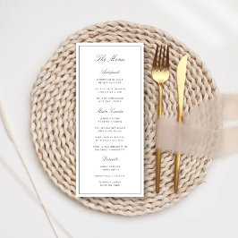 Elegantes Staubgrünes Klassisches Hochzeitsmenü Menükarte