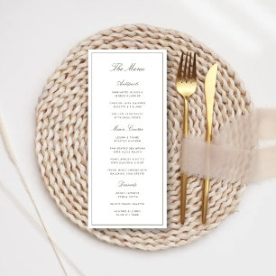 Elegantes Staubgrünes Klassisches Hochzeitsmenü Menükarte