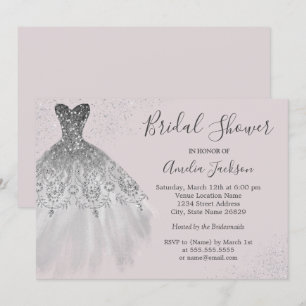 Elegantes staubrosa rosa Hochzeitskleid Brautparty Einladung