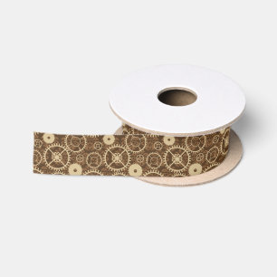 Elegantes Steampunk Uhrgang- und -damastmuster Satinband