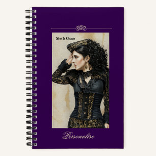 Elegantes Steampunk-Vintage-Schwarzes-Violettes-Ta Notizbuch