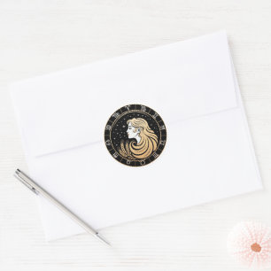 Elegantes Sternbild Wassermann Gold Schwarz Runder Aufkleber