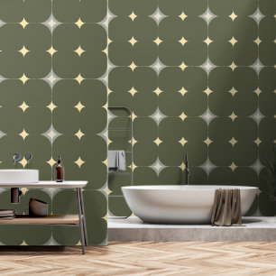 Elegantes Sternenmuster Tan & Gray Dunkelgrün Gelb Tapete