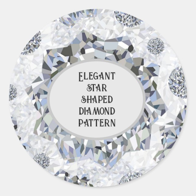 Elegantes, sternförmiges Diamantmuster Runder Aufkleber (Vorderseite)