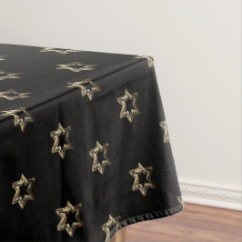 Elegantes Sternmuster Imitate Gold Stars Schwarz Tischdecke