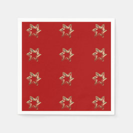 Elegantes Sternmuster Modernes Rot und Gold Serviette