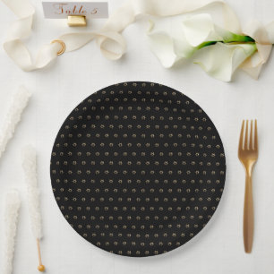 Elegantes Sternmuster Modernes Schwarz und Gold Pappteller
