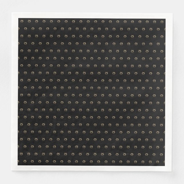 Elegantes Sternmuster Modernes Schwarz und Gold Serviette (Vorderseite)