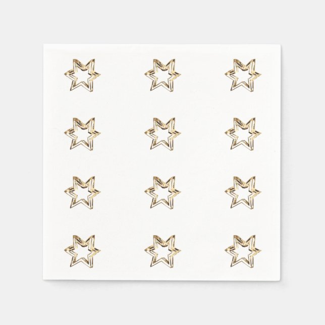 Elegantes Sternmuster Sterne Imitate Gold Stars Serviette (Vorderseite)