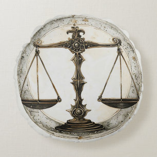 Elegantes Sternzeichen Waage Symbol Rundes Kissen