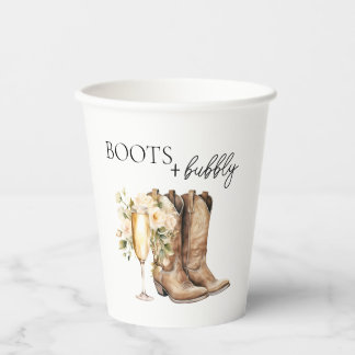 Elegantes Stiefel und bubbly Brautparty Pappbecher