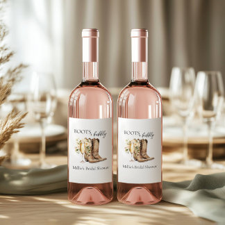 Elegantes Stiefel und bubbly Brautparty Weinetikett