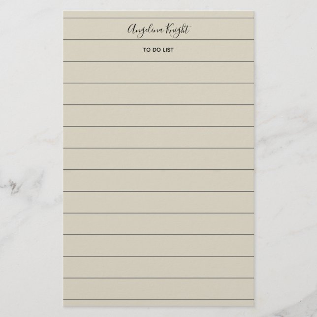 Elegantes stilvolles Chic Todo List Handwriting-Sk Briefpapier (Vorderseite)
