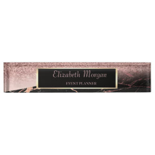 Elegantes stilvolles Glitter-Bokeh-Ombre, Marmor,  Namensplakette