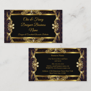 Elegantes stilvolles Gold-Schwarz-Brokat-Design Visitenkarte
