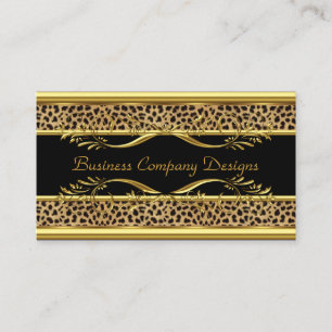 Elegantes, stilvolles Gold Schwarz Leopard Tierdru Visitenkarte