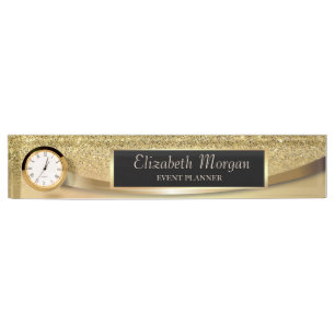 Elegantes stilvolles goldenes Glitter-Bokeh Namensplakette