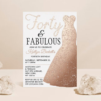 Elegantes stilvolles Kleid | 40 & Fabulous Birthda Folieneinladung