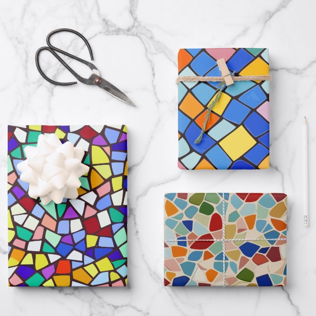 Elegantes stilvolles Mosaikmuster Geschenkpapier Set (Vorderseite)