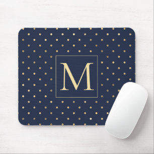 Elegantes stilvolles Navyblau mit goldenen Punkten Mousepad