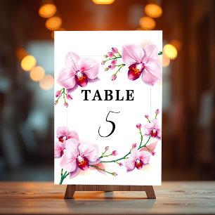 Elegantes stilvolles Rosa Orchideen Frame Event Tischnummer