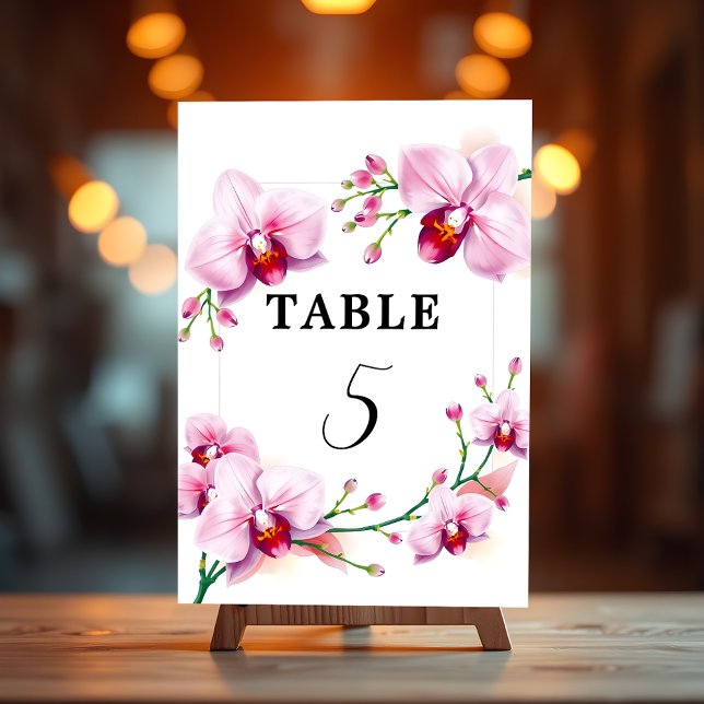 Elegantes stilvolles Rosa Orchideen Frame Event Tischnummer (Von Creator hochgeladen)