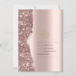 Elegantes stilvolles Roségold-Glitter-Script-RSVP Einladung