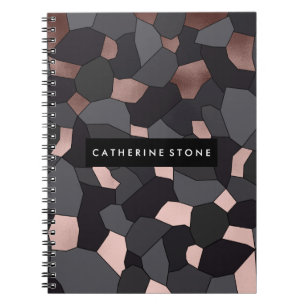 Elegantes stilvolles Rosengoldgraues und schwarzes Notizblock