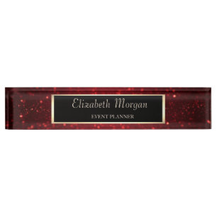 Elegantes stilvolles rotes Glitter-Bokeh, Rahmen Namensplakette
