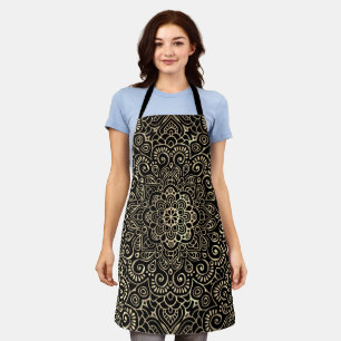 Elegantes stilvolles schwarzes Gold-Mandala Schürze