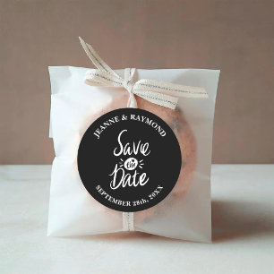 Elegantes stilvolles schwarzes Hochzeit-Save-the-D Runder Aufkleber
