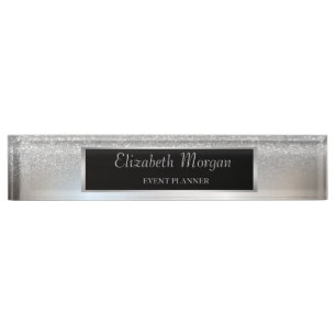 Elegantes stilvolles Silber-Glitter-Bokeh-Ombre, R Namensplakette