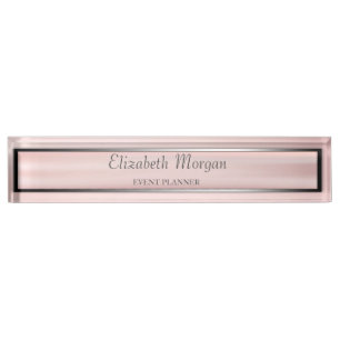 Elegantes stilvolles Silber, Rosa, Rahmenstreifen Namensplakette