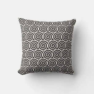 Elegantes stilvolles Spiralmuster in Schwarz und W Kissen
