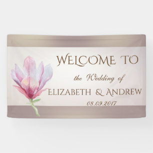 Elegantes stilvolles Wasserfarben-Magnolien-Hochze Banner
