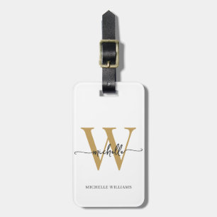 Elegantes stilvolles weißgoldenes Monogramm Initia Gepäckanhänger