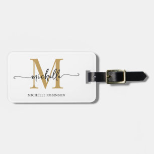 Elegantes stilvolles weißgoldenes Monogramm Initia Gepäckanhänger