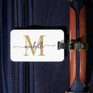 Elegantes stilvolles weißgoldenes Monogramm Initia Gepäckanhänger