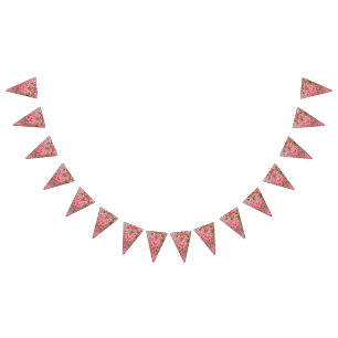 Elegantes Stoffdesign mit aufwändigen Blumenmotive Wimpelkette