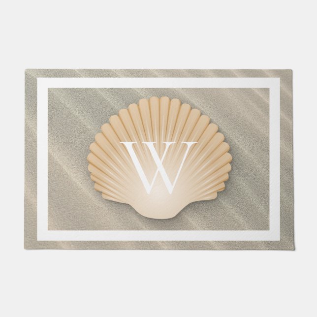 Elegantes Strand-u. Seashell-Monogramm Fußmatte (Vorderseite)