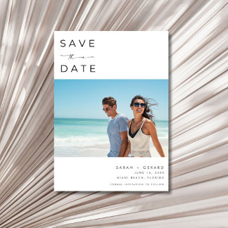 Elegantes Strandfoto zur Hochzeit Save The Date