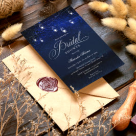 Elegantes String Lights Blue Night Brautparty Einladung