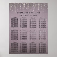 Elegantes String Lights Mauve Rose Seating Chart