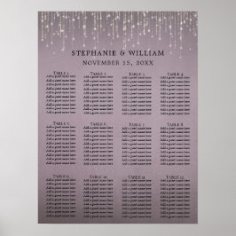 Elegantes String Lights Mauve Rose Seating Chart Poster