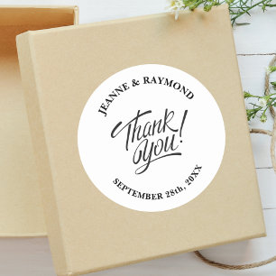 Elegantes Stylisches Dankeschön Hochzeitsgeschenk Runder Aufkleber