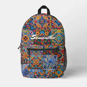 Elegantes stylisches mexikanisches Talavera-Monogr Bedruckter Rucksack